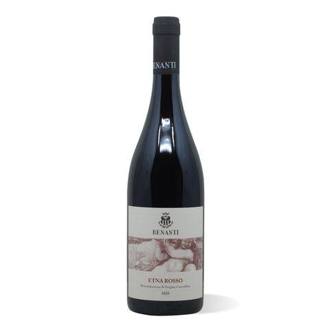 A bottle of red wine from Sicily made by Benanti on the slopes of Mount Etna.